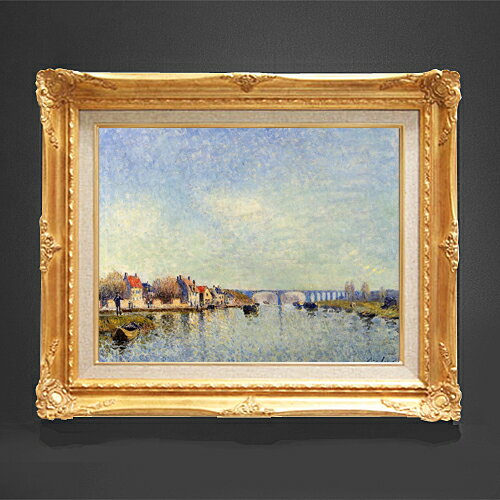 Rakuten - 【油絵 直筆仕上げ】シスレー セーヌ・エ・マルヌの湖畔 F6 【アップグレード額縁】 絵画 販売 6号 油彩 風景画 552×461mm 複製画 送料無料 プレゼント ギフト 開店祝い 開業祝い 退職祝い 新築祝い リビング 玄関 アートフレーム 壁掛け