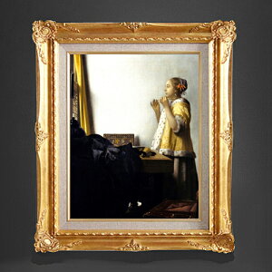 【油絵 直筆仕上げ】フェルメール 真珠の首飾りの女 F6 【額入り】 絵画 販売 6号 油彩 人物画 552×461mm 複製画 送料無料 プレゼント ギフト 開店祝い 開業祝い 退職祝い 新築祝い リビング 玄関 モダン アートフレーム 壁掛け