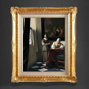 【油絵 直筆仕上げ】フェルメール 手紙を書く婦人と召使 F6 【額入り】 絵画 販売 6号 油彩 人物画 552×461mm 複製画 送料無料 プレゼント ギフ...