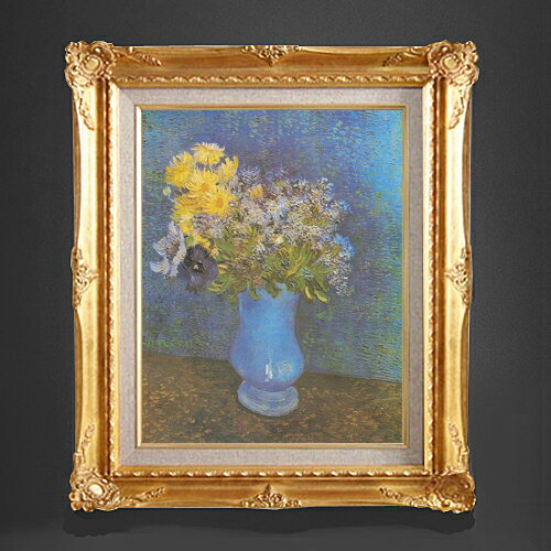 絵自体（キャンバス）の大きさ　410×318mm 【お届け日数】 ご注文日から　8-12日以内　に到着いたします。 ※一部在庫商品は早期出荷可能の場合がございます。 お急ぎに際は別途Eメールにてお問い合わせください。 お問い合わせメールアドレス 　shopmaster@artrest.jp 【留意事項】 ※注文個数によりお届け日が変わることがあります。 ※直筆仕上げ商品のため色彩が若干異なる場合がございますので 予めご了承くださいませ。 絵画 販売 インテリア 油絵 油彩 壁掛け 複製画 風景画 ゴッホ モネ ルノワール その他 静物画 肖像画 アート プレゼント 開業祝い 退職祝い 新築祝い 玄関 リビングアート 風水 縁起 フレーム 贈り物ゴッホ ライラック、ヒナギクとアネモネのある花瓶