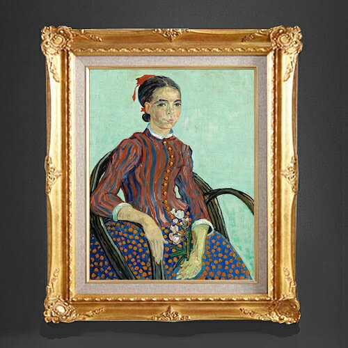 樂天商城 - 【油絵 直筆仕上げ】ゴッホ ラ・ムスメ、座像 F6 【アップグレード額縁】 絵画 販売 6号 油彩 人物画 552×461mm 複製画 送料無料 プレゼント ギフト 開店祝い 開業祝い 退職祝い 新築祝い リビング 玄関 アートフレーム 壁掛け