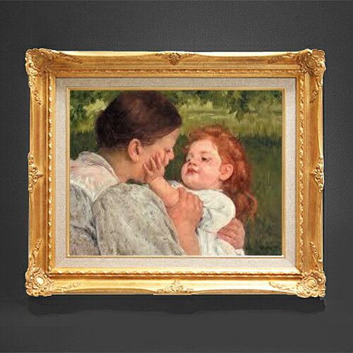 Rakuten - 【油絵 直筆仕上げ】メアリー・カサット 母の愛撫 F6 【アップグレード額縁】 絵画 販売 6号 油彩 人物画 552×461mm 複製画 送料無料 プレゼント ギフト 開店祝い 開業祝い 退職祝い 新築祝い リビング 玄関 アートフレーム 壁掛け