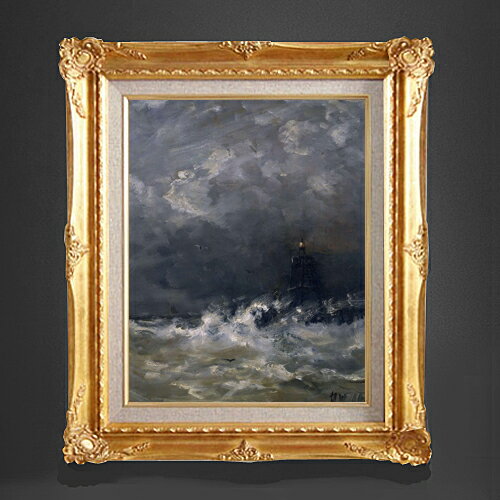 樂天商城 - 【油絵 直筆仕上げ】メスダフ Lighthouse in Breaking Waves F6 【アップグレード額縁】 絵画 販売 6号 油彩 抽象画 552×461mm 複製画 送料無料 プレゼント ギフト 開店祝い 開業祝い 退職祝い 新築祝い リビング 玄関 アートフレーム 壁掛け