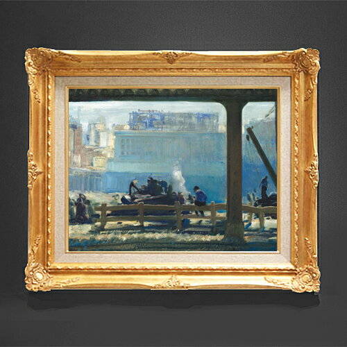Rakuten - 【油絵 直筆仕上げ】ジョージ・ベローズ Blue Morning F6 【額入り】 絵画 販売 6号 油彩 風景画 552×461mm 複製画 送料無料 プレゼント ギフト 開店祝い 開業祝い 退職祝い 新築祝い リビング 玄関 モダン アートフレーム 壁掛け