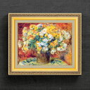 【油絵 直筆仕上げ】ルノワール Chrysan the mums F6 【額入り】 絵画 販売 6号 油彩 静物画 554×463mm 複製画 送料無料 プレゼント ギフト 開店祝い 開業祝い 退職祝い 新築祝い リビング 玄関 モダン アートフレーム 壁掛け