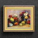 【油絵 直筆仕上げ】ルノワール 花のブーケ F6 【額入り】 絵画 販売 6号 油彩 静物画 554×463mm 複製画 送料無料 プレゼント ギフト 開店祝い...
