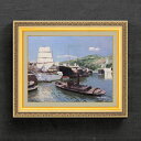 【油絵 直筆仕上】アバデス Port of Bilbao F6 【額入り】 絵画 販売 6号 油彩 風景画 554×463mm 複製画 送料無料 プレゼント ギフト 開店祝い 開業祝い 退職祝い 新築祝い リビング 玄関 モダン アートフレーム 壁掛け