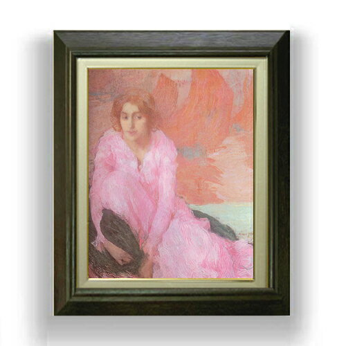 【油絵 直筆仕上げ】アマン・ジャン ピンクのドレス F6 【額入り】 絵画 販売 6号 油彩 人物画 556×465..