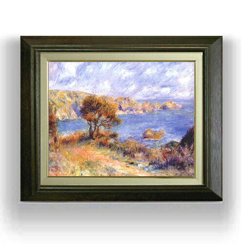 【油絵 直筆仕上げ】ルノワール ガーンジーの風景 F6 【額入り】 絵画 販売 6号 油彩 風景画 556×465mm..