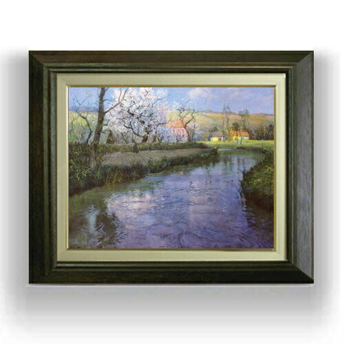 【油絵 直筆仕上げ】フリット・タヴロー フレンチリバーの風景 F6 【額入り】 絵画 販売 6号 油彩 風景..