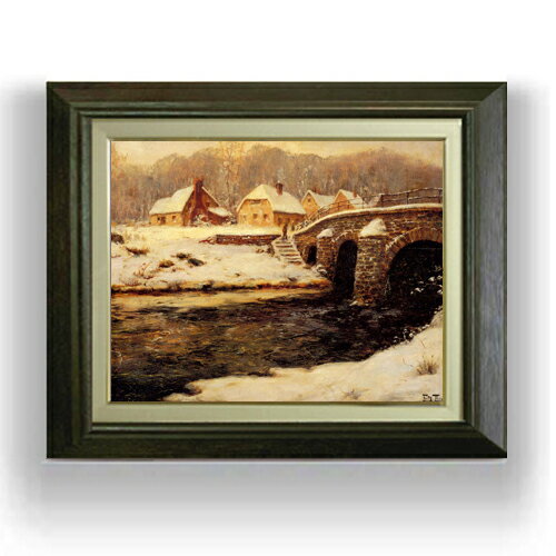 【油絵 直筆仕上げ】フリット・タヴロー 冬のストーンブリッジ F6 【額入り】 絵画 販売 6号 油彩 風景..