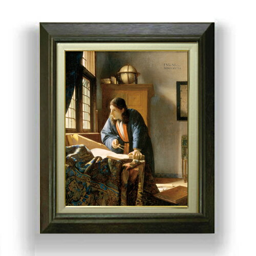 【油絵 直筆仕上げ】フェルメール 地理学者 F6 【額入り】 絵画 販売 6号 油彩 人物画 556×465mm 複製..