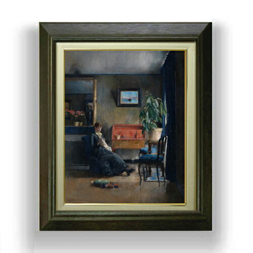 Rakuten - 【油絵 直筆仕上げ】ハリエット・バッカー Blue Interior F6 【額入り】 絵画 販売 6号 油彩 抽象画 556×465mm 複製画 送料無料 プレゼント ギフト 開店祝い 開業祝い 退職祝い 新築祝い リビング 玄関 モダン アートフレーム 壁掛け