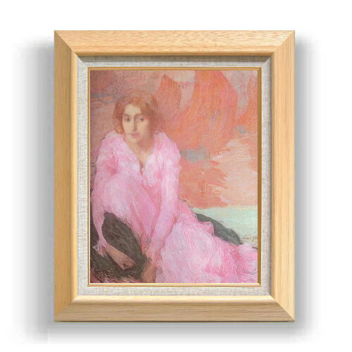 【油絵 直筆仕上げ】アマン・ジャン ピンクのドレス F6 【額入り】 絵画 販売 6号 油彩 人物画 556×465..