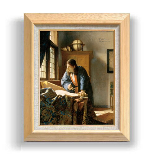 【油絵 直筆仕上げ】フェルメール 地理学者 F6 【額入り】 絵画 販売 6号 油彩 人物画 556×465mm 複製..