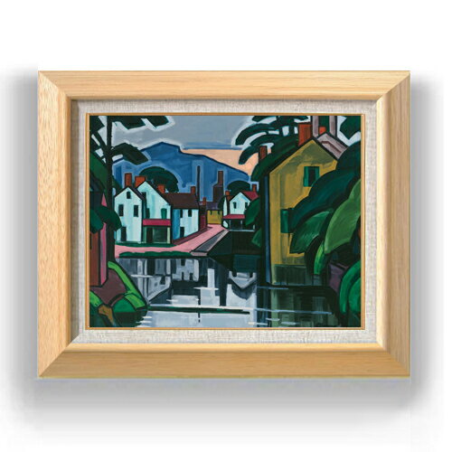 【油絵 直筆仕上げ】ブルーマナー Old Canal Port 【額入り】 絵画 販売 6号 油彩 抽象画 556×465mm 複..