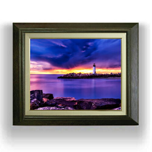 【油絵 直筆仕上げ】サンタ ・ クルスの灯台 F6サイズ 額入り 【キャンバス・アクリル/額入り】 油彩 風景画 オリジナルインテリア絵画 風水画 556×465mm 複製画 送料無料