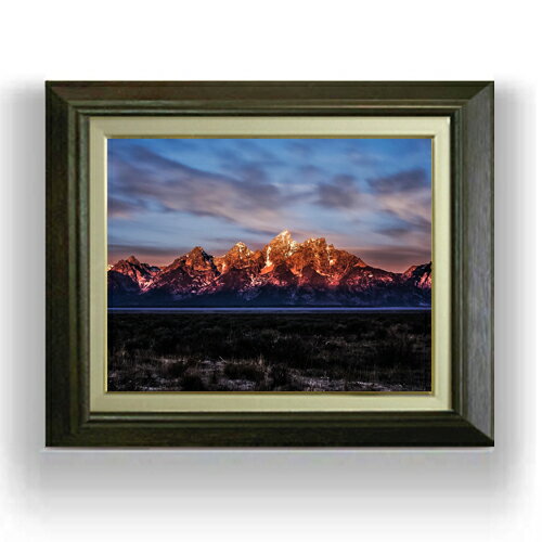 【油絵 直筆仕上げ】稜線-夜明けの効果- F6サイズ 額入り 【キャンバス・アクリル/額入り】 油彩 風景画 オリジナルインテリア絵画 風水画 556×465mm 複製画 送料無料