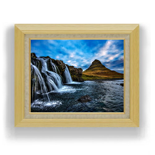 【油絵 直筆仕上げ】Kirkjufell、アイスランドの風景 F6サイズ 額入り 【キャンバス・アクリル/額入り】 油彩 風景画 オリジナルインテリア絵画 風水画 556×465mm 複製画 送料無料
