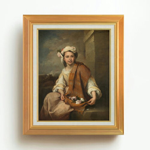 【油絵 直筆仕上げ】ムリーリョ The Flower Girl F6 【アップグレード額】 絵画 販売 6号 油彩 人物画 558×467mm 複製画 送料無料 プレゼント ギフト 開店祝い 開業祝い 退職祝い 新築祝い リビング 玄関 モダン アートフレーム 壁掛け