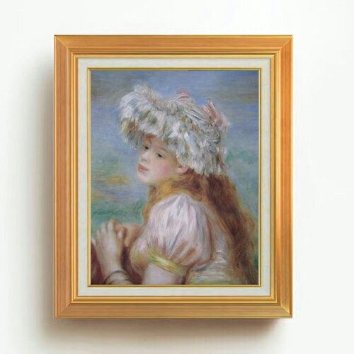 Rakuten - 【油絵 直筆仕上げ】ルノワール レースの帽子の少女 F6 【アップグレード額】 絵画 販売 6号 油彩 人物画 558×467mm 複製画 送料無料 プレゼント ギフト 開店祝い 開業祝い 退職祝い 新築祝い リビング 玄関 モダン アートフレーム 壁掛け