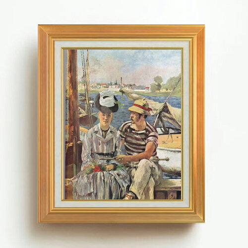 Rakuten - 【油絵 直筆仕上げ】マネ アルジャントゥーユ F6 【アップグレード額】 絵画 販売 6号 油彩 風景画 558×467mm 複製画 送料無料 プレゼント ギフト 開店祝い 開業祝い 退職祝い 新築祝い リビング 玄関 モダン アートフレーム 壁掛け