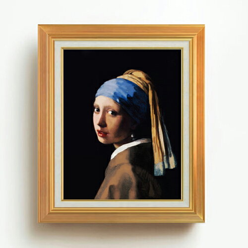 【油絵 直筆仕上げ】フェルメール 真珠の耳飾りの少女 F6 【アップグレード額】 絵画 販売 6号 油彩 人..