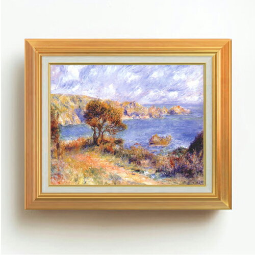 Rakuten - 【油絵 直筆仕上げ】ルノワール ガーンジーの風景 F6 【アップグレード額】 絵画 販売 6号 油彩 風景画 558×467mm 複製画 送料無料 プレゼント ギフト 開店祝い 開業祝い 退職祝い 新築祝い リビング 玄関 モダン アートフレーム 壁掛け
