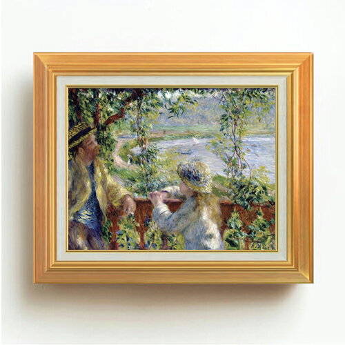 【油絵 直筆仕上げ】ルノワール 水辺にて F6 【アップグレード額】 絵画 販売 6号 油彩 風景画 558×467mm 複製画 送料無料 プレゼント ギフト 開店祝い 開業祝い 退職祝い 新築祝い リビング 玄関 モダン アートフレーム 壁掛け ラッピング