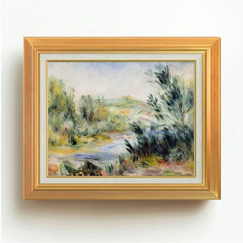 【油絵 直筆仕上げ】ルノワール 川岸にて、ボートを漕ぐ F6 【アップグレード額】 絵画 販売 6号 油彩 風景画 558×467mm 複製画 送料無料 プレゼント ギフト 開店祝い 開業祝い 退職祝い 新築祝い リビング 玄関 モダン アートフレーム 壁掛け