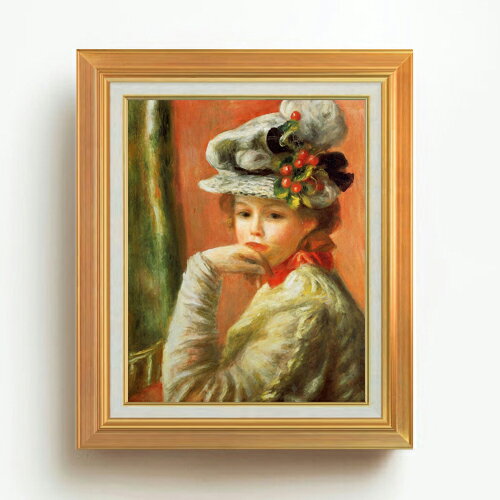 Rakuten - 【油絵 直筆仕上げ】ルノワール 白い帽子の少女 F6 【アップグレード額】 絵画 販売 6号 油彩 人物画 558×467mm 複製画 送料無料 プレゼント ギフト 開店祝い 開業祝い 退職祝い 新築祝い リビング 玄関 モダン アートフレーム 壁掛け