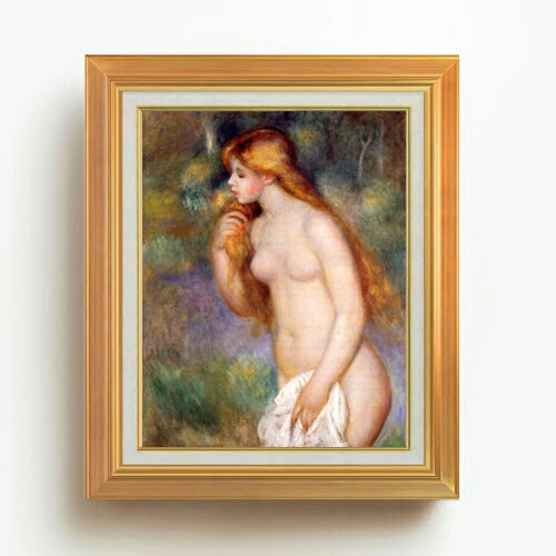 Rakuten - 【油絵 直筆仕上げ】ルノワール 立つ浴女 F6 【アップグレード額】 絵画 販売 6号 油彩 人物画 558×467mm 複製画 送料無料 プレゼント ギフト 開店祝い 開業祝い 退職祝い 新築祝い リビング 玄関 モダン アートフレーム 壁掛け