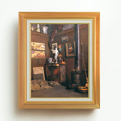 【油絵 直筆仕上げ】カイユボット アトリエのインテリア F6 【アップグレード額】 絵画 販売 6号 油彩 風景画 558×467mm 複製画 送料無料 プレゼント ギフト 開店祝い 開業祝い 退職祝い 新築祝い リビング 玄関 モダン アートフレーム 壁掛け