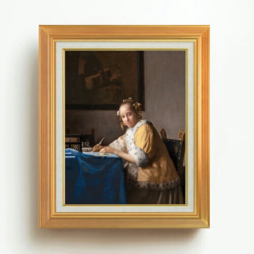 Rakuten - 【油絵 直筆仕上げ】フェルメール 手紙を書く女 F6 【アップグレード額】 絵画 販売 6号 油彩 人物画 558×467mm 複製画 送料無料 プレゼント ギフト 開店祝い 開業祝い 退職祝い 新築祝い リビング 玄関 モダン アートフレーム 壁掛け