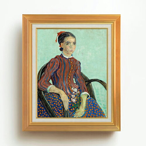 絵自体（キャンバス）の大きさ　410×318mm 表面アクリル透明保護板　額縁吊り紐　付属 ※一部在庫商品は早期出荷可能の場合がございます。 お急ぎに際は別途Eメールにてお問い合わせください。 お問い合わせメールアドレス 　shopmaster@artrest.jp 【留意事項】 ※注文個数によりお届け日が変わることがあります。 ※直筆仕上げ商品のため色彩が若干異なる場合がございますので 予めご了承くださいませ。 絵画 販売 インテリア 油絵 油彩 壁掛け 複製画 風景画 ゴッホ モネ ルノワール その他 静物画 肖像画 アート プレゼント 開業祝い 退職祝い 新築祝い 玄関 リビングアート 風水 縁起 フレーム 贈り物ゴッホ ラ・ムスメ、座像