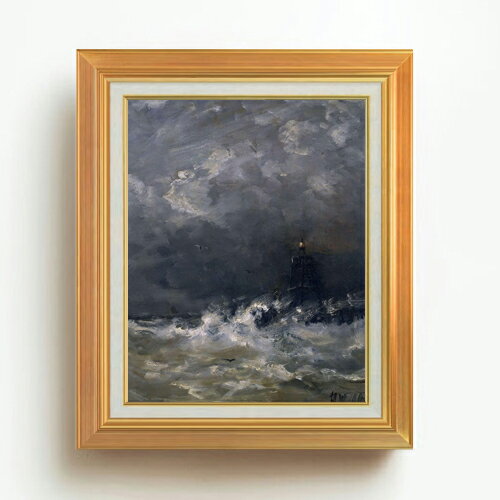 Abstract - 【油絵 直筆仕上げ】メスダフ Lighthouse in Breaking Waves F6 【アップグレード額】 絵画 販売 6号 油彩 抽象画 558×467mm 複製画 送料無料 プレゼント ギフト 開店祝い 開業祝い 退職祝い 新築祝い リビング 玄関 モダン アートフレーム 壁掛け