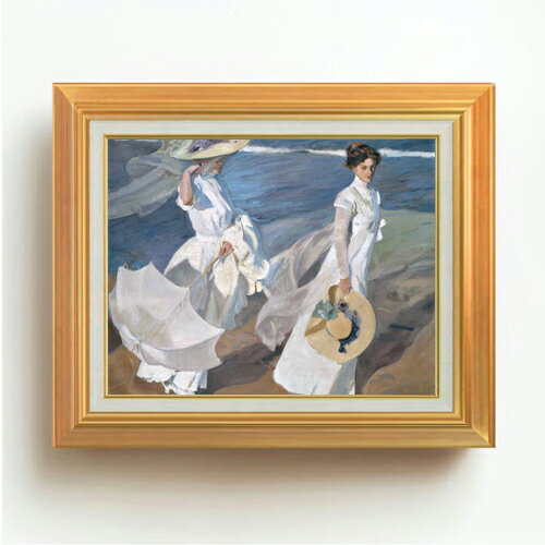 ソローリャ Strolling along the Seashore F6  絵画 販売 6号 油彩 人物画 558×467mm 複製画 送料無料 プレゼント ギフト 開店祝い 開業祝い 退職祝い 新築祝い リビング 玄関 モダン アートフレーム 壁掛け