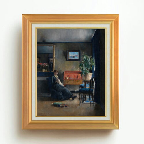 Rakuten - 【油絵 直筆仕上げ】ハリエット・バッカー Blue Interior F6 【アップグレード額】 絵画 販売 6号 油彩 抽象画 558×467mm 複製画 送料無料 プレゼント ギフト 開店祝い 開業祝い 退職祝い 新築祝い リビング 玄関 モダン アートフレーム 壁掛け