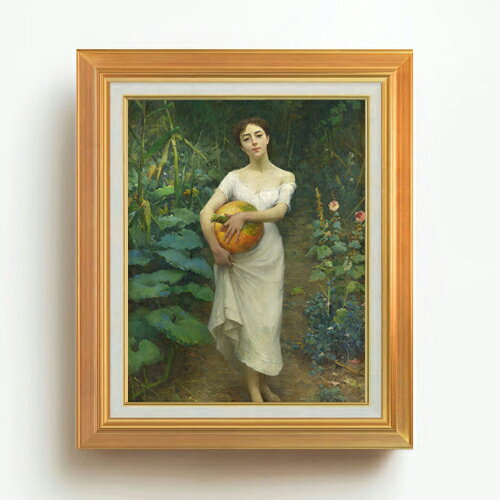 【油絵 直筆仕上げ】ファウストゾナロ Young Girl Carrying a Pumpkin F6 【アップグレード額】 絵画 販売 6号 油彩 人物画 558×467mm 複製画 送料無料 プレゼント ギフト 開店祝い 開業祝い 退職祝い 新築祝い リビング 玄関 モダン アートフレーム 壁掛け