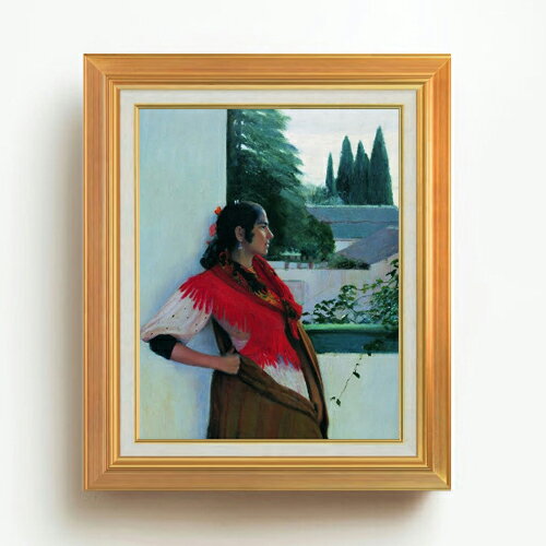 Rakuten - 【油絵 直筆仕上げ】ルシニョール Granada's girl F6 【アップグレード額】 絵画 販売 6号 油彩 人物画 558×467mm 複製画 送料無料 プレゼント ギフト 開店祝い 開業祝い 退職祝い 新築祝い リビング 玄関 モダン アートフレーム 壁掛け