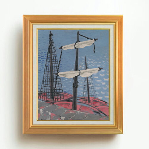 【油絵 直筆仕上げ】ガランダ 漁船 F6 【アップグレード額】 絵画 販売 6号 油彩 抽象画 558×467mm 複..