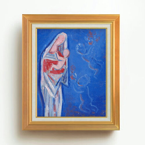 【油絵 直筆仕上げ】ガランダ 天使と立つ聖母 F6 【アップグレード額】 絵画 販売 6号 油彩 抽象画 558×467mm 複製画 送料無料 プレゼント ギフト 開店祝い 開業祝い 退職祝い 新築祝い リビング 玄関 モダン アートフレーム 壁掛け