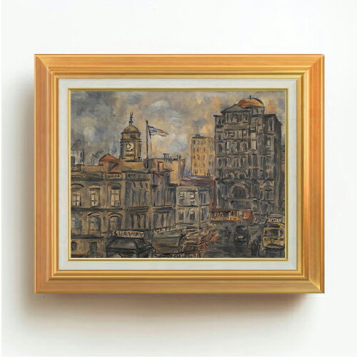 Rakuten - 【油絵 直筆仕上げ】ガルシア 市庁舎 F6 【アップグレード額】 絵画 販売 6号 油彩 抽象画 558×467mm 複製画 送料無料 プレゼント ギフト 開店祝い 開業祝い 退職祝い 新築祝い リビング 玄関 モダン アートフレーム 壁掛け