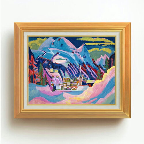 Rakuten - 【油絵 直筆仕上げ】キルヒナー 冬のダボス。雪のダボス F6 【アップグレード額】 絵画 販売 6号 油彩 抽象画 558×467mm 複製画 送料無料 プレゼント ギフト 開店祝い 開業祝い 退職祝い 新築祝い リビング 玄関 モダン アートフレーム 壁掛け