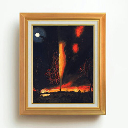 樂天商城 - 【油絵 直筆仕上げ】ハミルトン ペンシルベニア州ラウズビル近郊の夜に燃える油井 F6 【アップグレード額】 絵画 販売 6号 油彩 抽象画 558×467mm 複製画 送料無料 プレゼント ギフト 開店祝い 開業祝い 退職祝い 新築祝い リビング 玄関 モダン アートフレーム 壁掛け