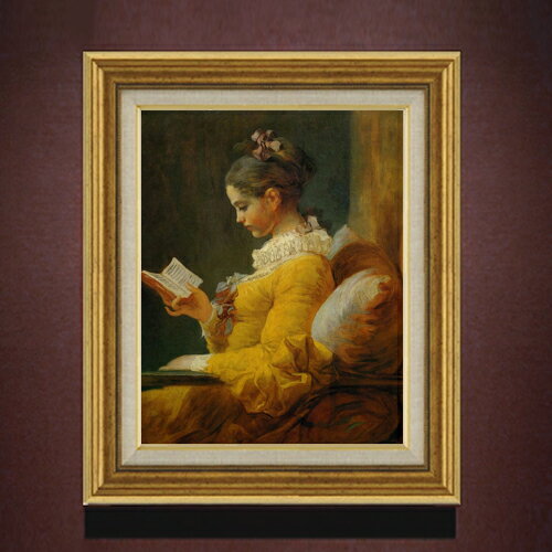 Rakuten - 【油絵 直筆仕上げ】フラゴナール 読書する女 F6 【アップグレード額】 絵画 販売 6号 油彩 人物画 558×467mm 複製画 送料無料 プレゼント ギフト 開店祝い 開業祝い 退職祝い 新築祝い リビング 玄関 モダン アートフレーム 壁掛け