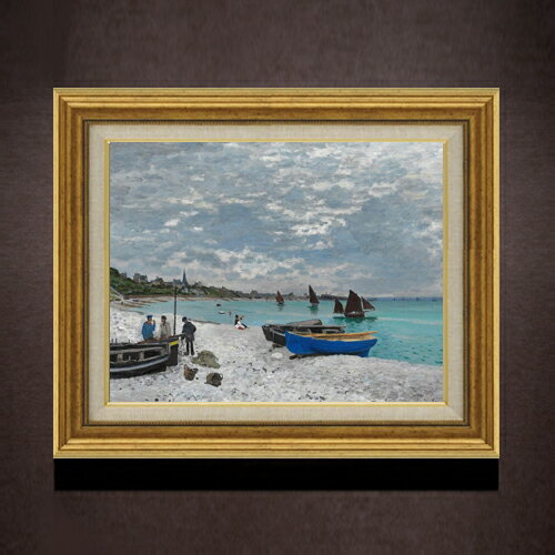樂天商城 - 【油絵 直筆仕上げ】クロード・モネ The Beach at Sainte -Adresse F6 【アップグレード額】 絵画 販売 6号 油彩 風景画 558×467mm 複製画 送料無料 プレゼント ギフト 開店祝い 開業祝い 退職祝い 新築祝い リビング 玄関 モダン アートフレーム 壁掛け