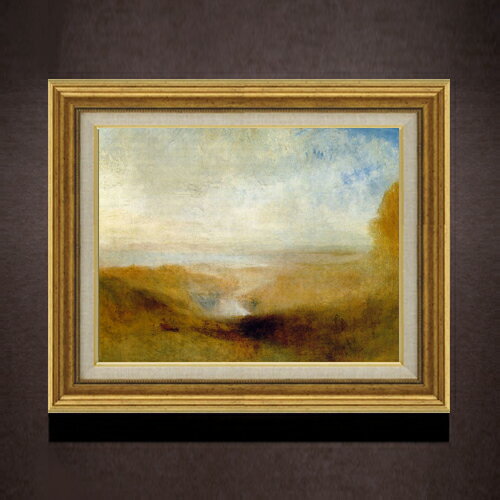 【油絵 直筆仕上げ】ターナー 遠くの川と入り江の風景 F6 【アップグレード額】 絵画 販売 6号 油彩 風景画 558×467mm 複製画 送料無料 プレゼント ギフト 開店祝い 開業祝い 退職祝い 新築祝い リビング 玄関 モダン アートフレーム 壁掛け