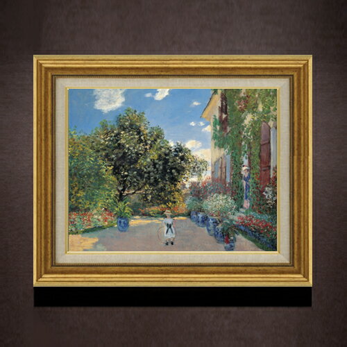 Rakuten - 【油絵 直筆仕上げ】クロード・モネ アルジャントゥイユの画家の家 F6 【アップグレード額】 絵画 販売 6号 油彩 風景画 558×467mm 複製画 送料無料 プレゼント ギフト 開店祝い 開業祝い 退職祝い 新築祝い リビング 玄関 モダン アートフレーム 壁掛け