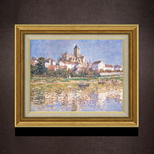 Rakuten - 【油絵 直筆仕上げ】クロード・モネ ヴェトゥイユの教会 F6 【アップグレード額】 絵画 販売 6号 油彩 風景画 558×467mm 複製画 送料無料 プレゼント ギフト 開店祝い 開業祝い 退職祝い 新築祝い リビング 玄関 モダン アートフレーム 壁掛け